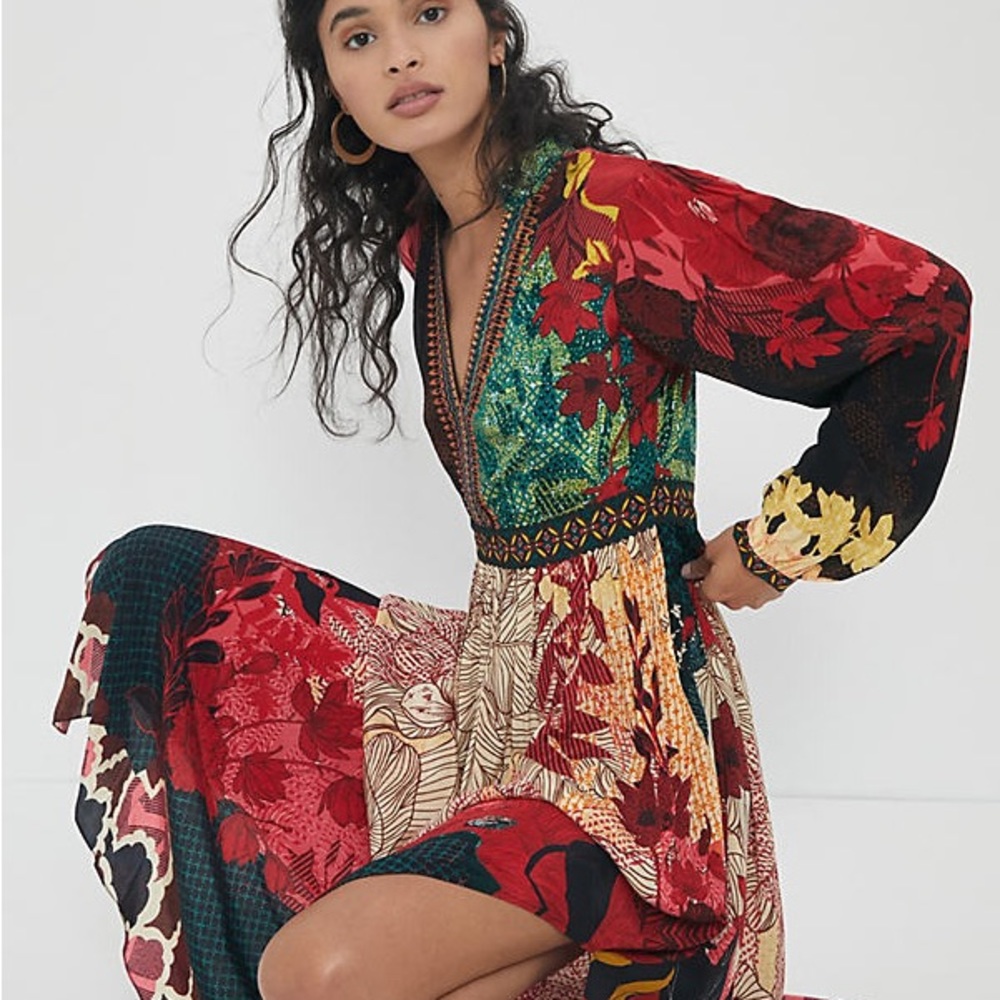 Anthropologie Bhanuni Contrast Maxi Dress